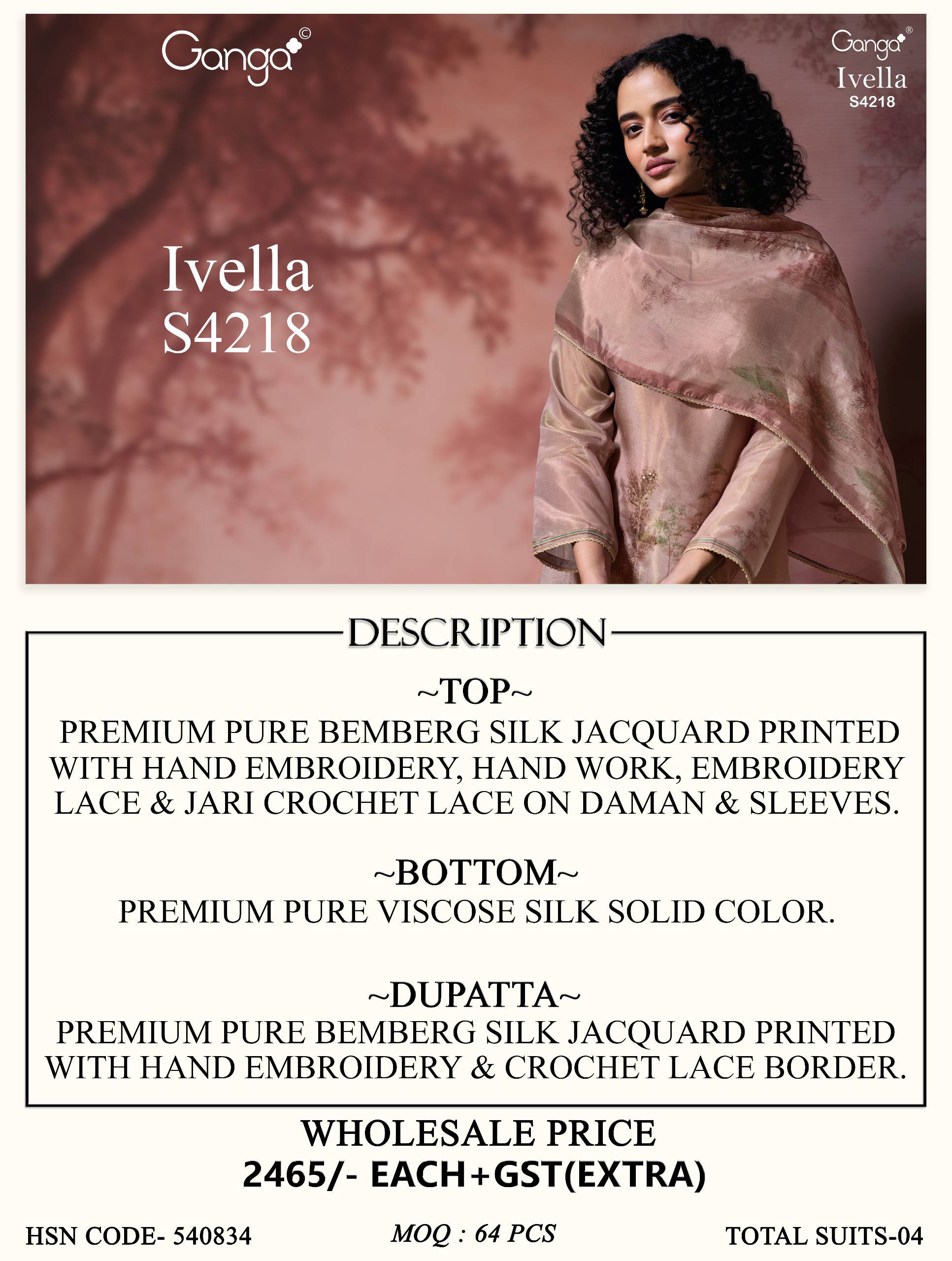 IVELLA 4218 Series By GANGA FASHION Stylish Beautiful Colourful Silk Dresses At Wholesale Price